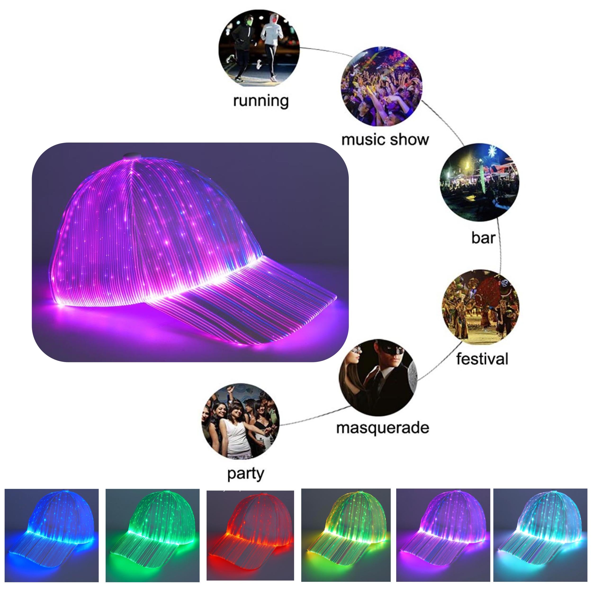 Fiber Optic Light Up Baseball Cap LED Hat with 7 Colorful Luminous