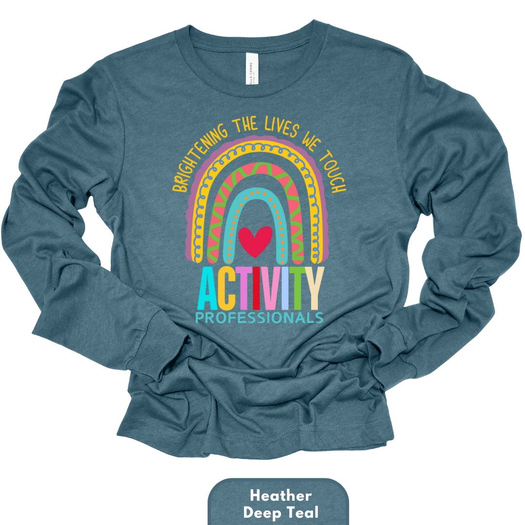 Long Shirt Heather Colors | Activity Professionals Brightening The Lives We Touch | Long Sleeve