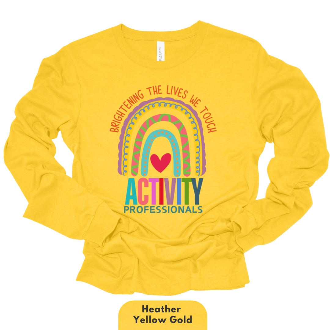 Long Shirt Heather Colors | Activity Professionals Brightening The Lives We Touch | Long Sleeve