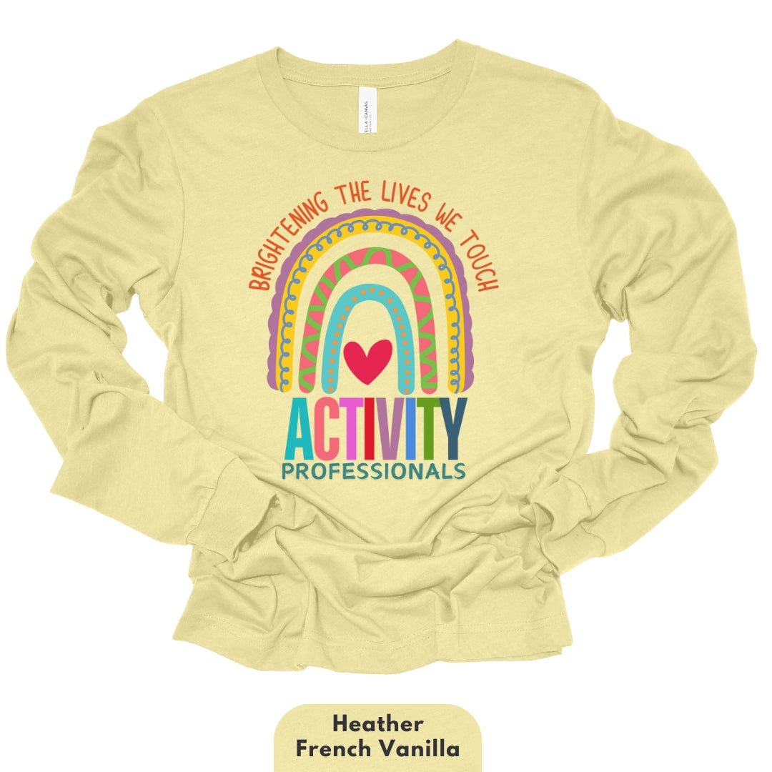 Long Shirt Heather Colors | Activity Professionals Brightening The Lives We Touch | Long Sleeve