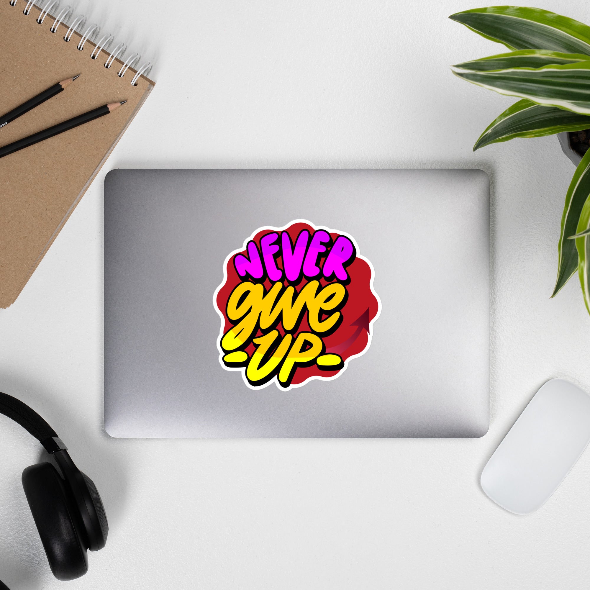 “Never Give Up” Sticker / Car Decal (Bubble Free)