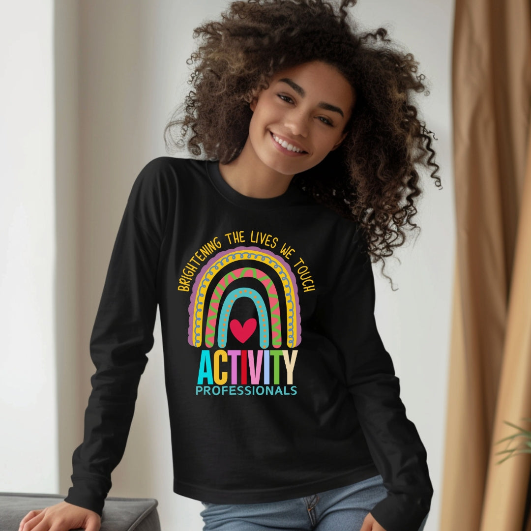 Long Shirt Heather Colors | Activity Professionals Brightening The Lives We Touch | Long Sleeve