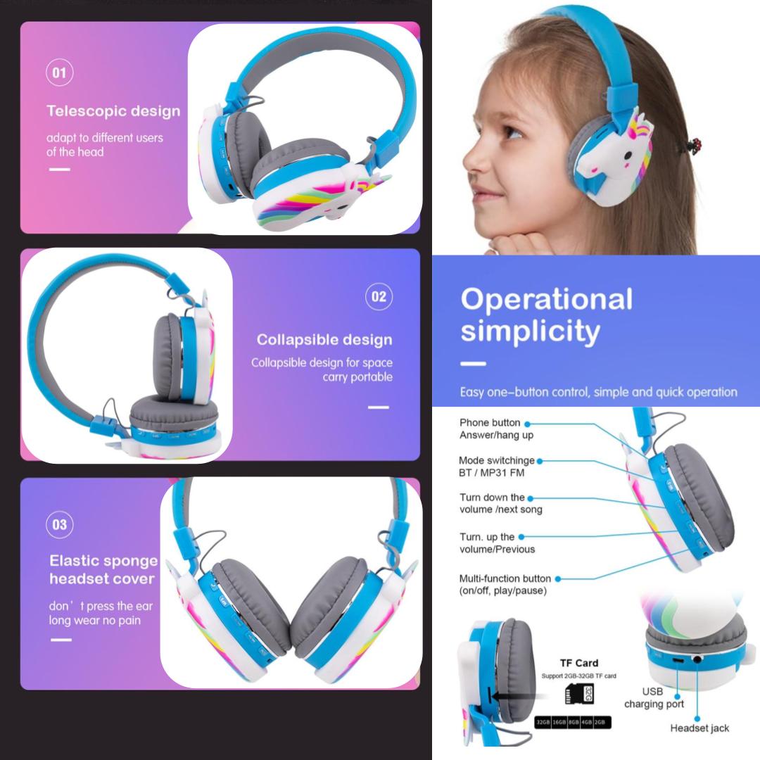 3D Heavy Duty Bluetooth Wireless or Wired Headset For Kids