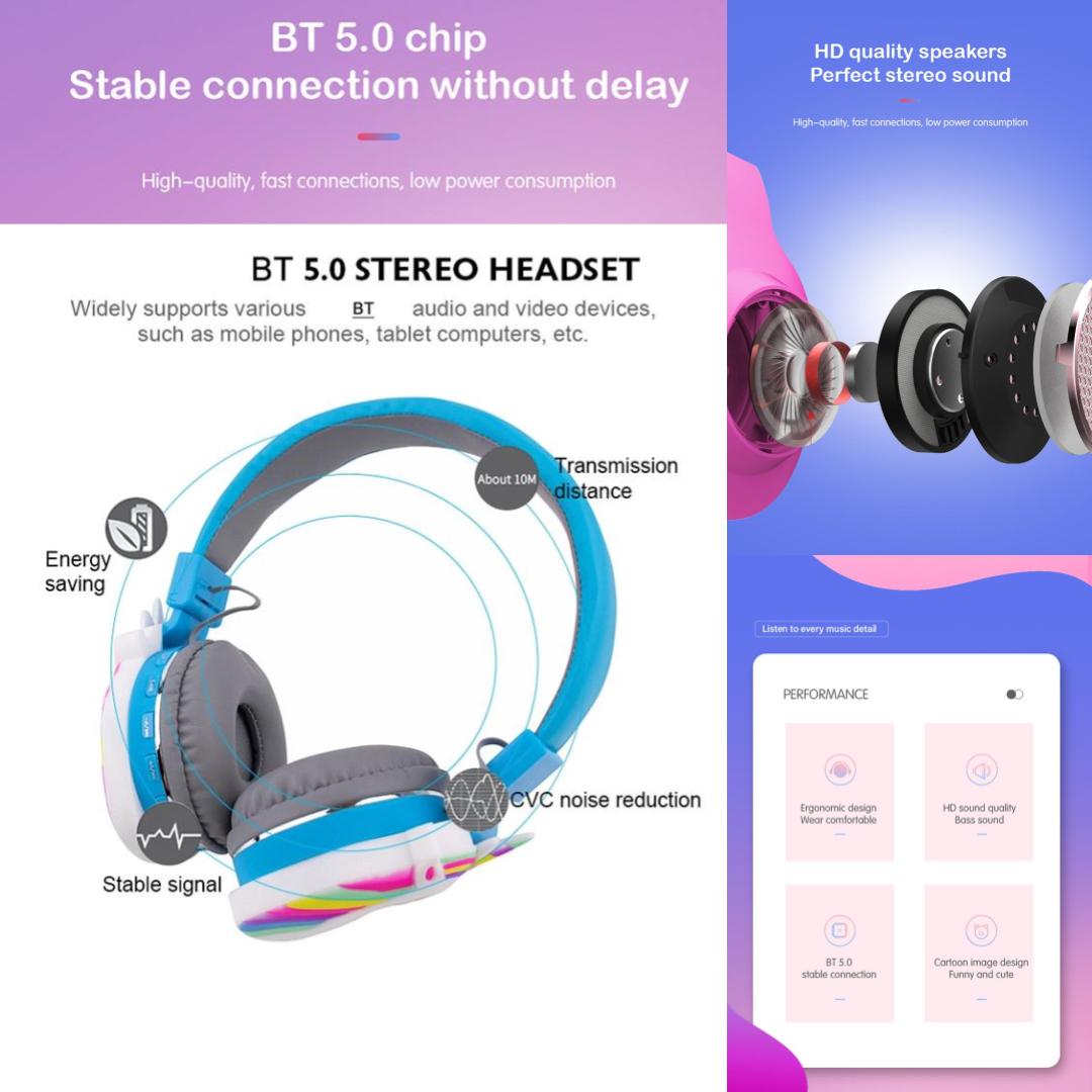 3D Heavy Duty Bluetooth Wireless or Wired Headset For Kids