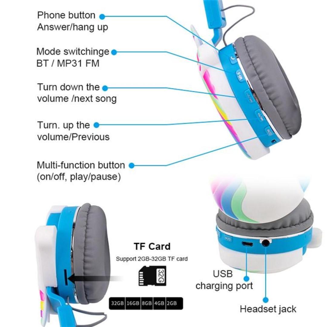 3D Heavy Duty Bluetooth Wireless or Wired Headset For Kids