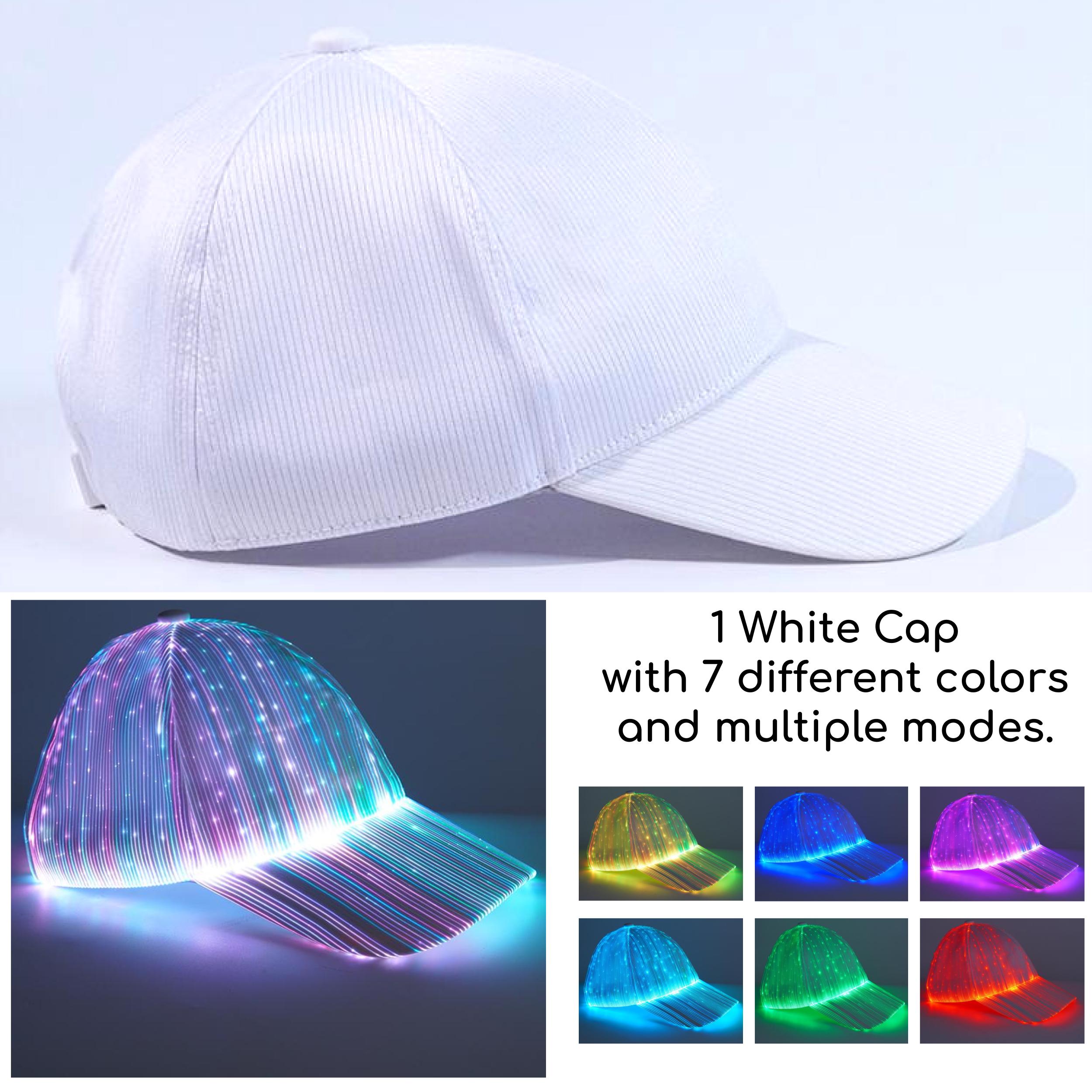 Fiber Optic Light Up Baseball Cap LED Hat with 7 Colorful Luminous