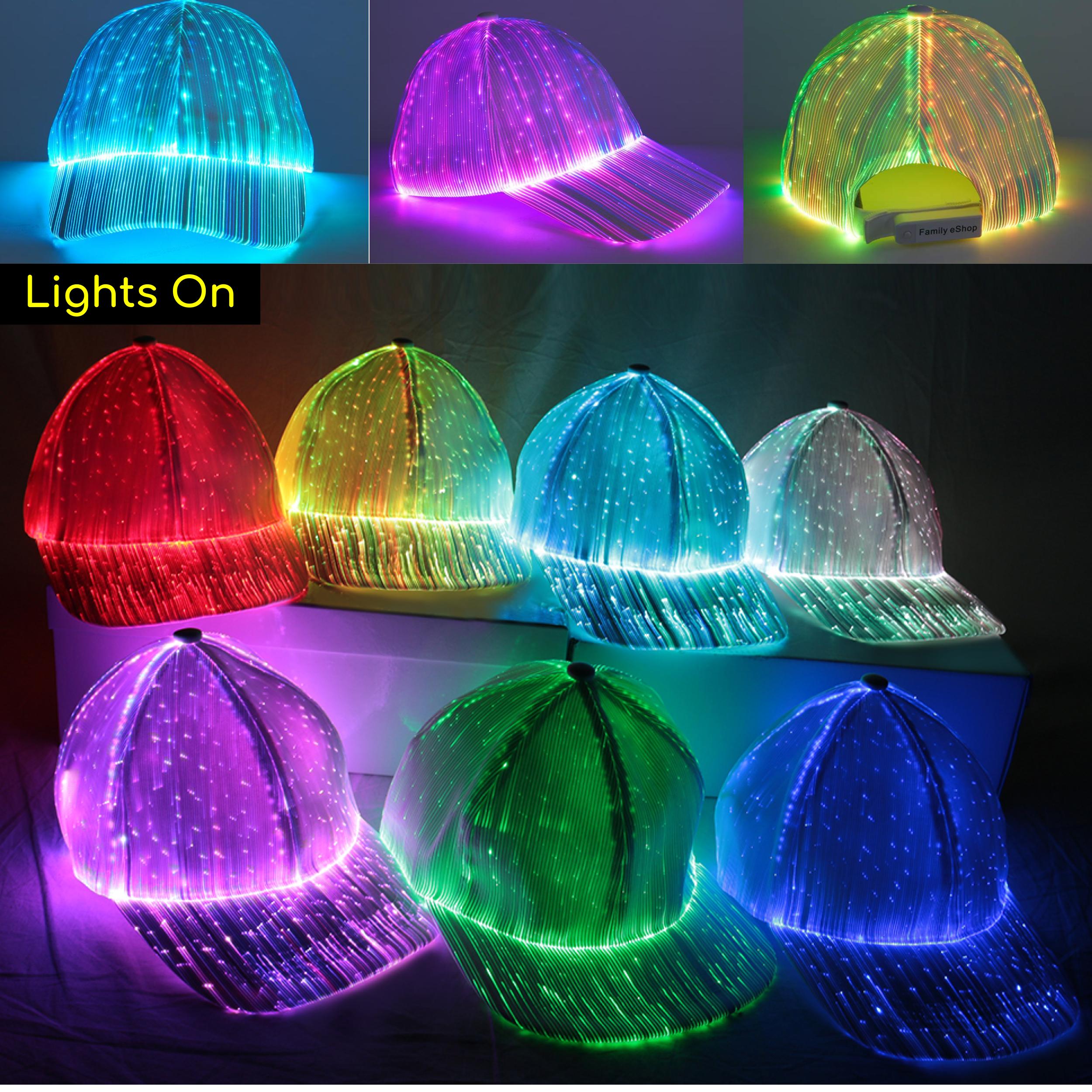 Fiber Optic Light Up Baseball Cap LED Hat with 7 Colorful Luminous