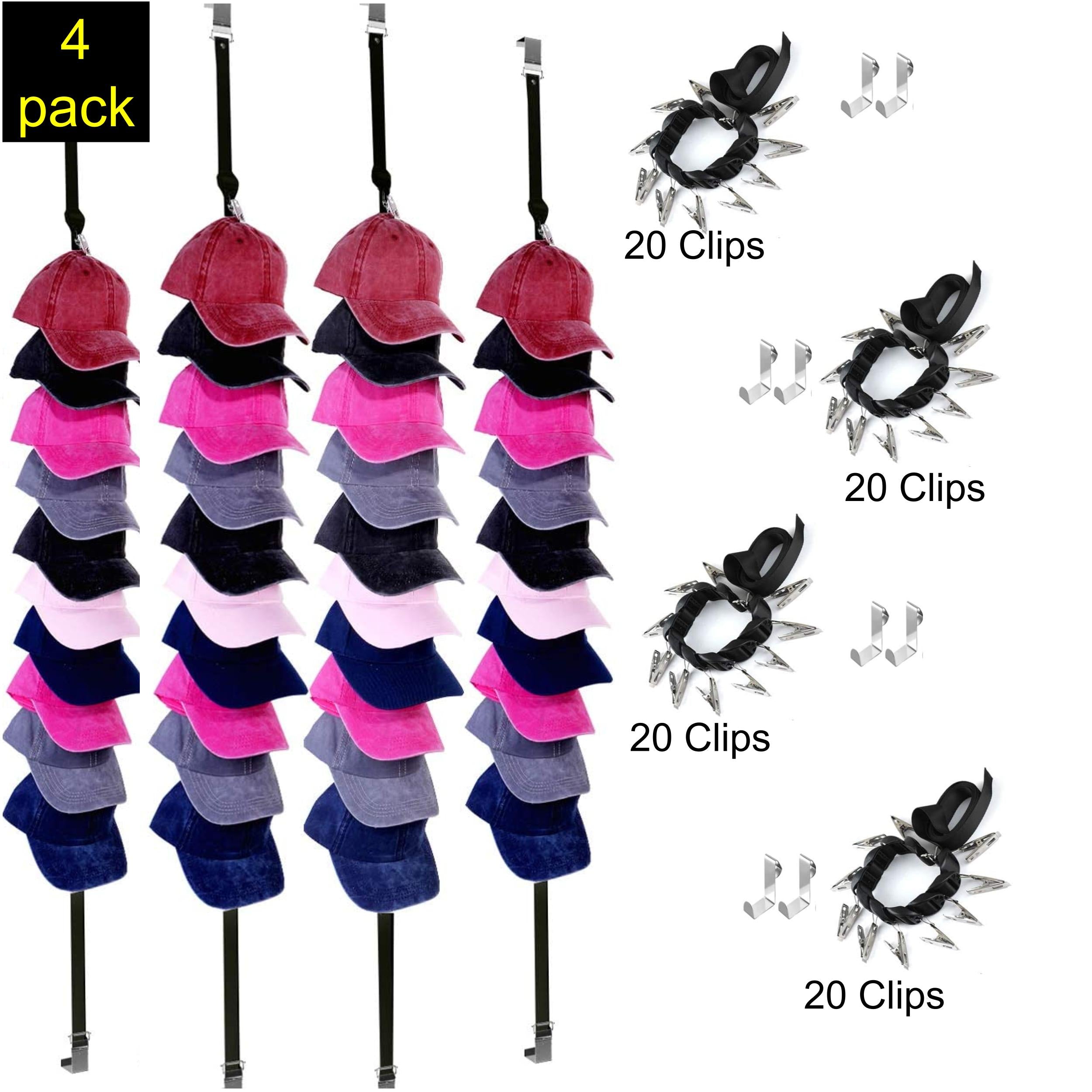 Baseball Cap Organizer Holding 20-100 Rack Hanger - Perfect for Baseball Cap, Trucker Hat etc