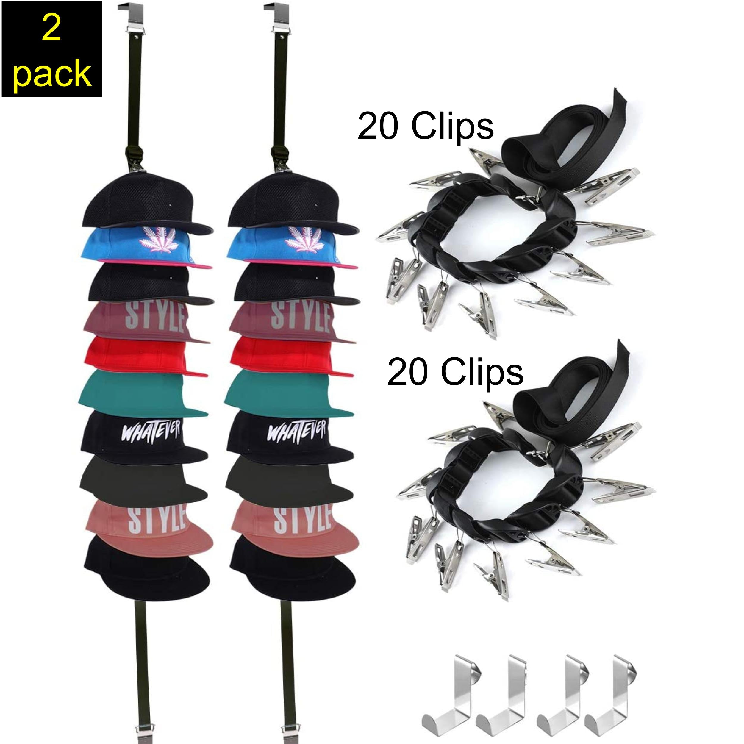 Baseball Cap Organizer Holding 20-100 Rack Hanger - Perfect for Baseball Cap, Trucker Hat etc