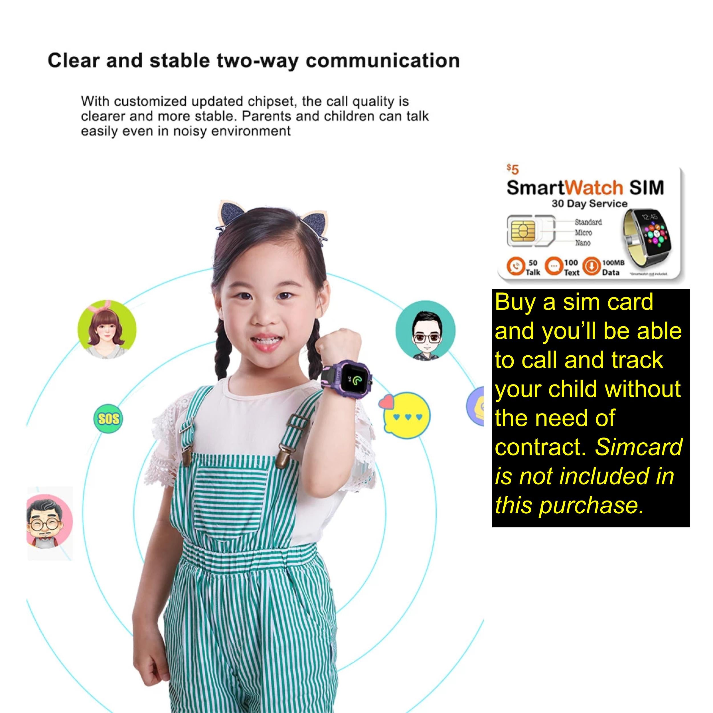 Kids Smart Watch, Phone & Location Tracker Active with No Contract