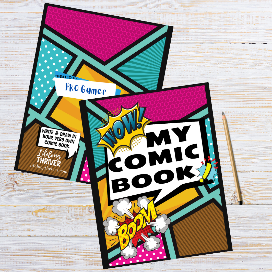 My Comic Book | 8x5” x 11” book with 120 blank template pages