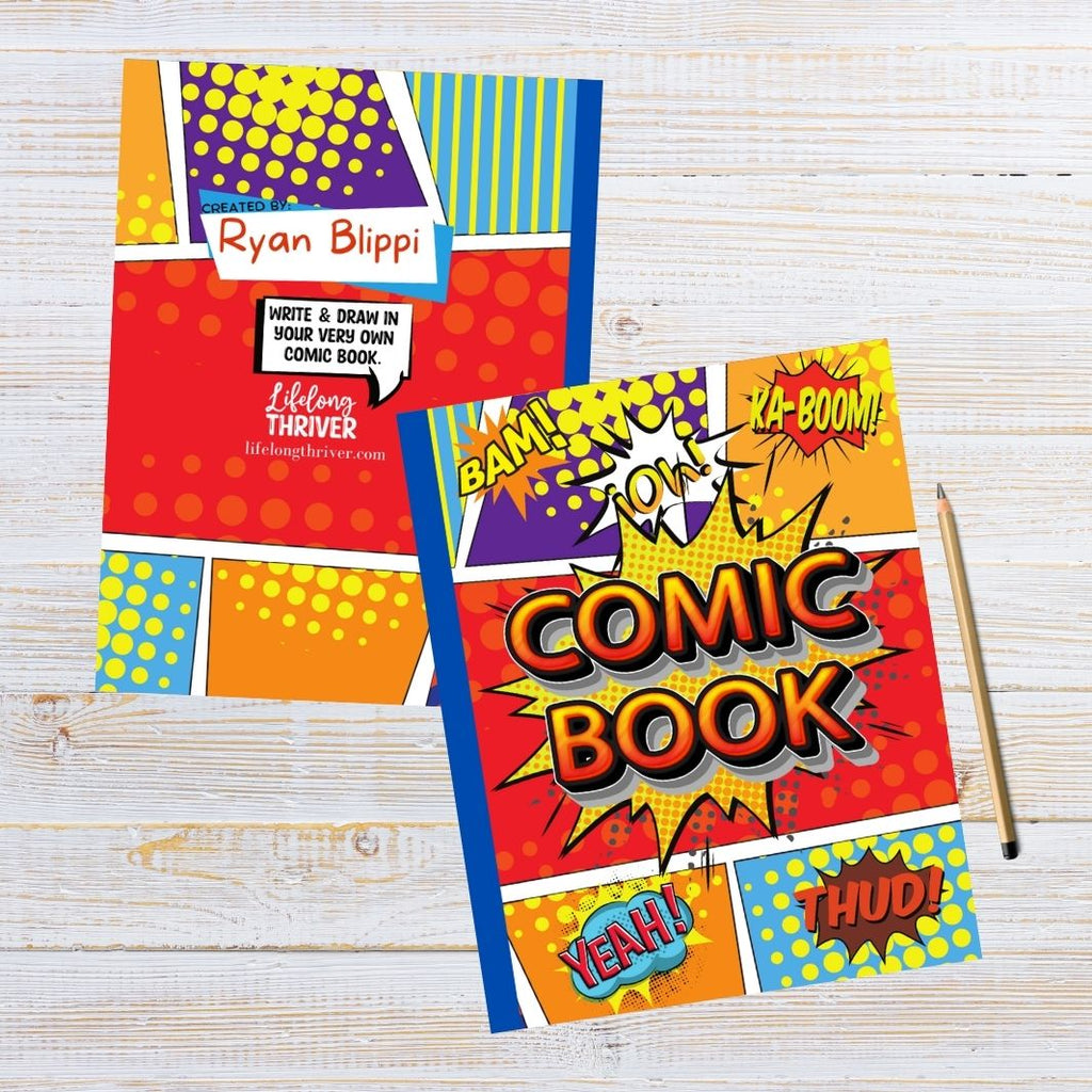 Comic Book  8x5” x 11” book with 120 blank template pages