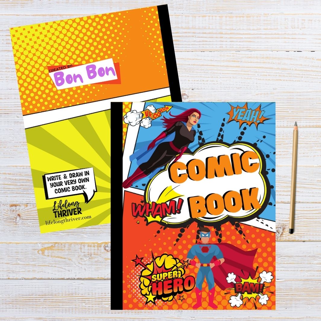 Comic Book Super Hero | 8x5” x 11” book with 120 blank template pages