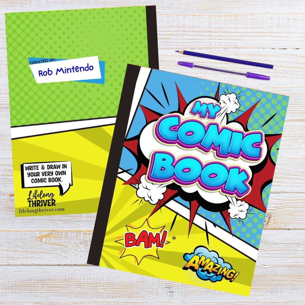 My Comic Book | 8x5” x 11” book with 120 blank template pages