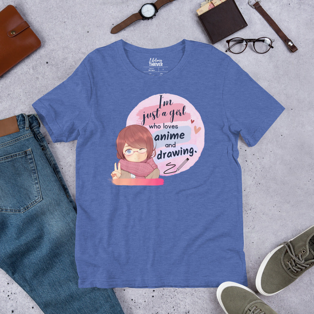 I'm Just a Girl Who Loves Anime and Sketching T Shirt for Teens and Women